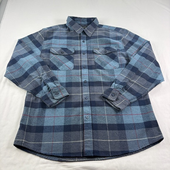 Brixton Flannel Shirt Mens 2XL Lot Of 2 Blue Gray Bowery Long Sleeve Heavy - Picture 2 of 16